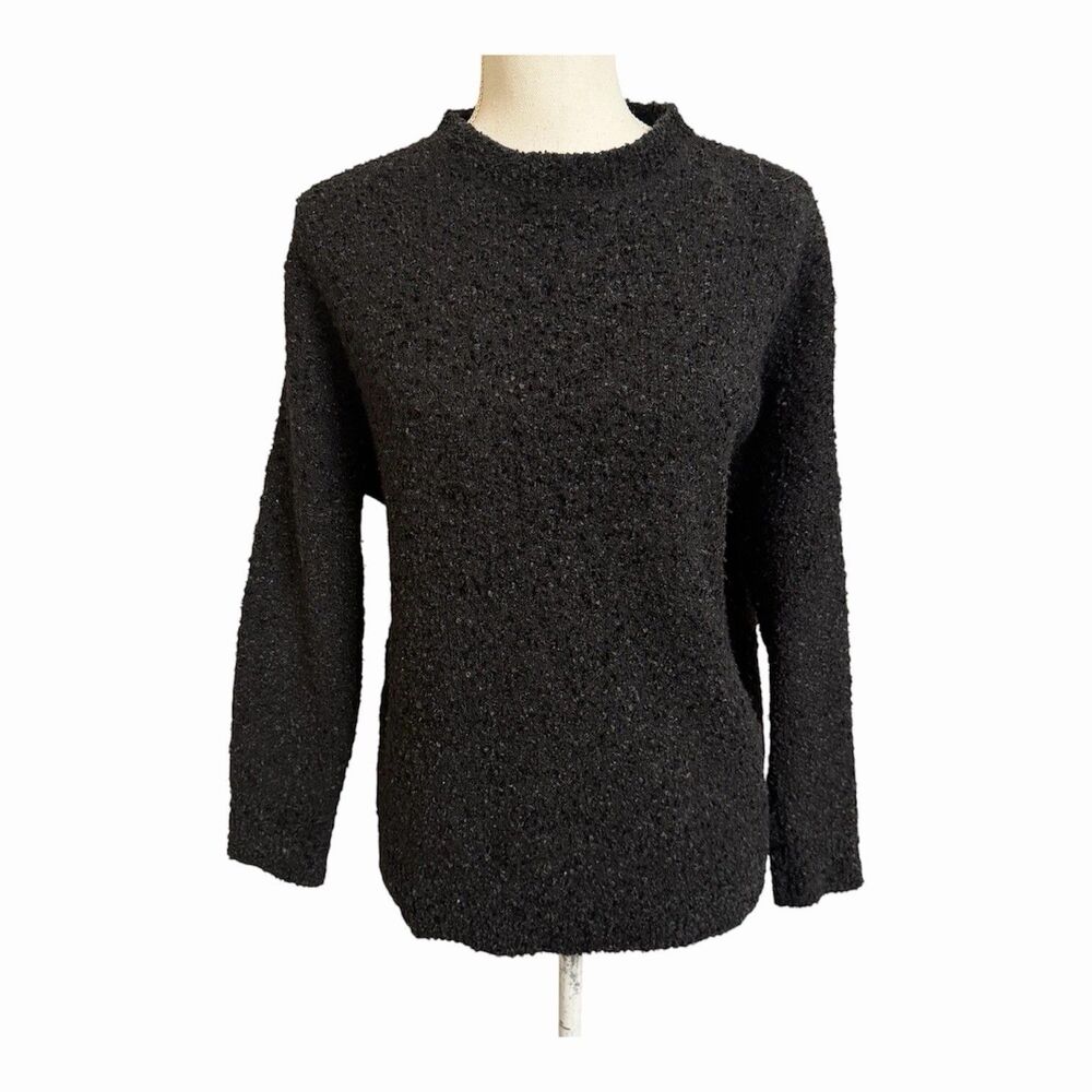 Armani Exchange Women's XS Oversized Black Popcorn Textured Crewneck Sweater